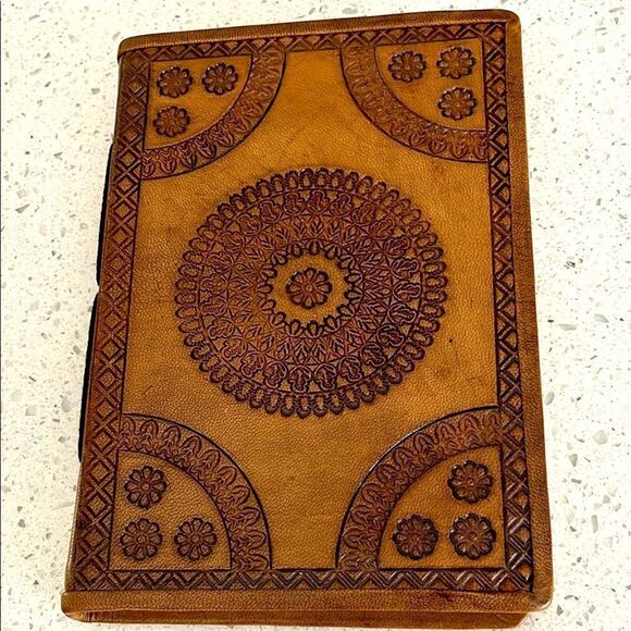 Mandela Style Brown Embossed Leather Journal - Picture 1 of 10